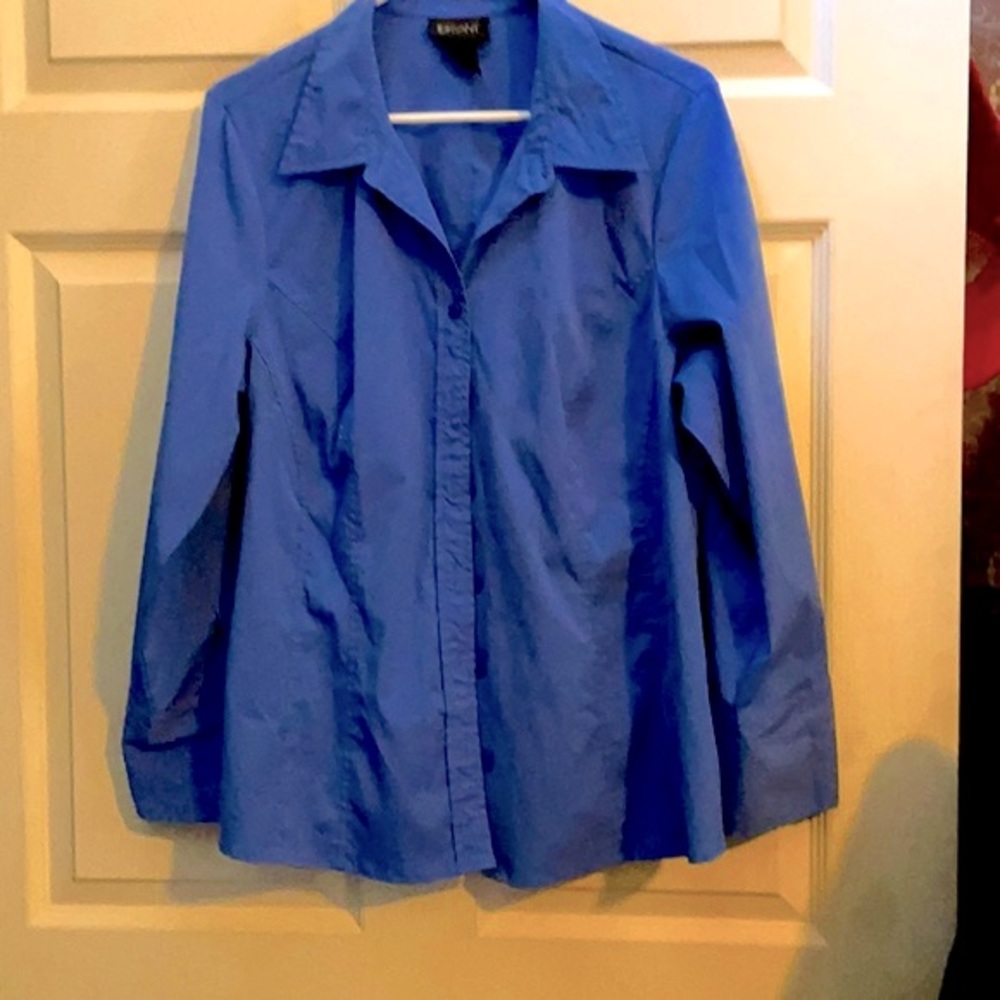 EUC Lane Bryant French Blue Long Sleeve Button-Down Top w/ French Cuffs Sz 14/16